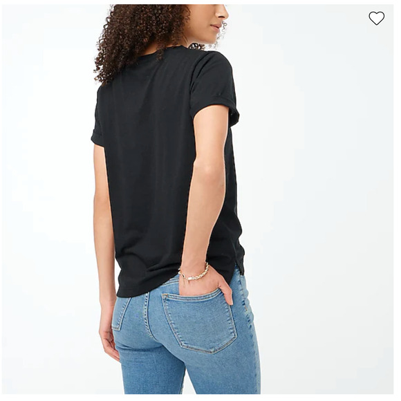 NWT J. Crew Black Slub Cotton-Blend Rolled Short-Sleeve Tee - Picture 10 of 11